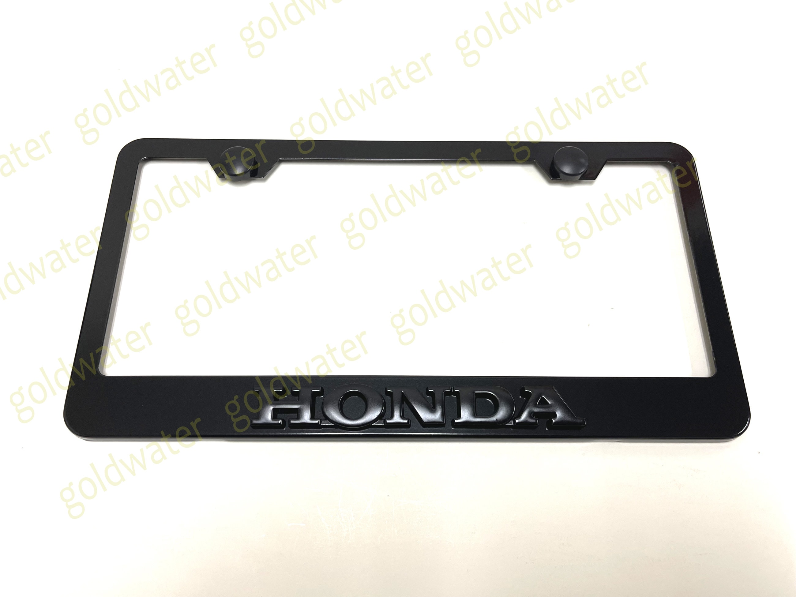 3D (Black) Honda Emblem Badge Black Powder Coated Metal Steel License Plate Frame Holder Black Trim