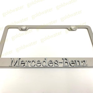 3D Mercedes-Benz Badge Emblem Stainless Steel Chrome Metal License Plate Frame Holder