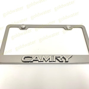 3D CAMRY Badge Emblem Stainless Steel Chrome Metal License Plate Frame Holder (001)
