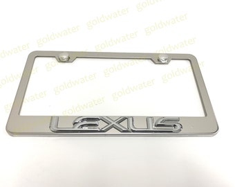 Lexus 3D Gold Name on Polished Steel License Frame 