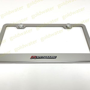 3D R-DYNAMIC Emblem Badge Stainless Steel Chrome Metal License Plate Frame Holder For Land Rover