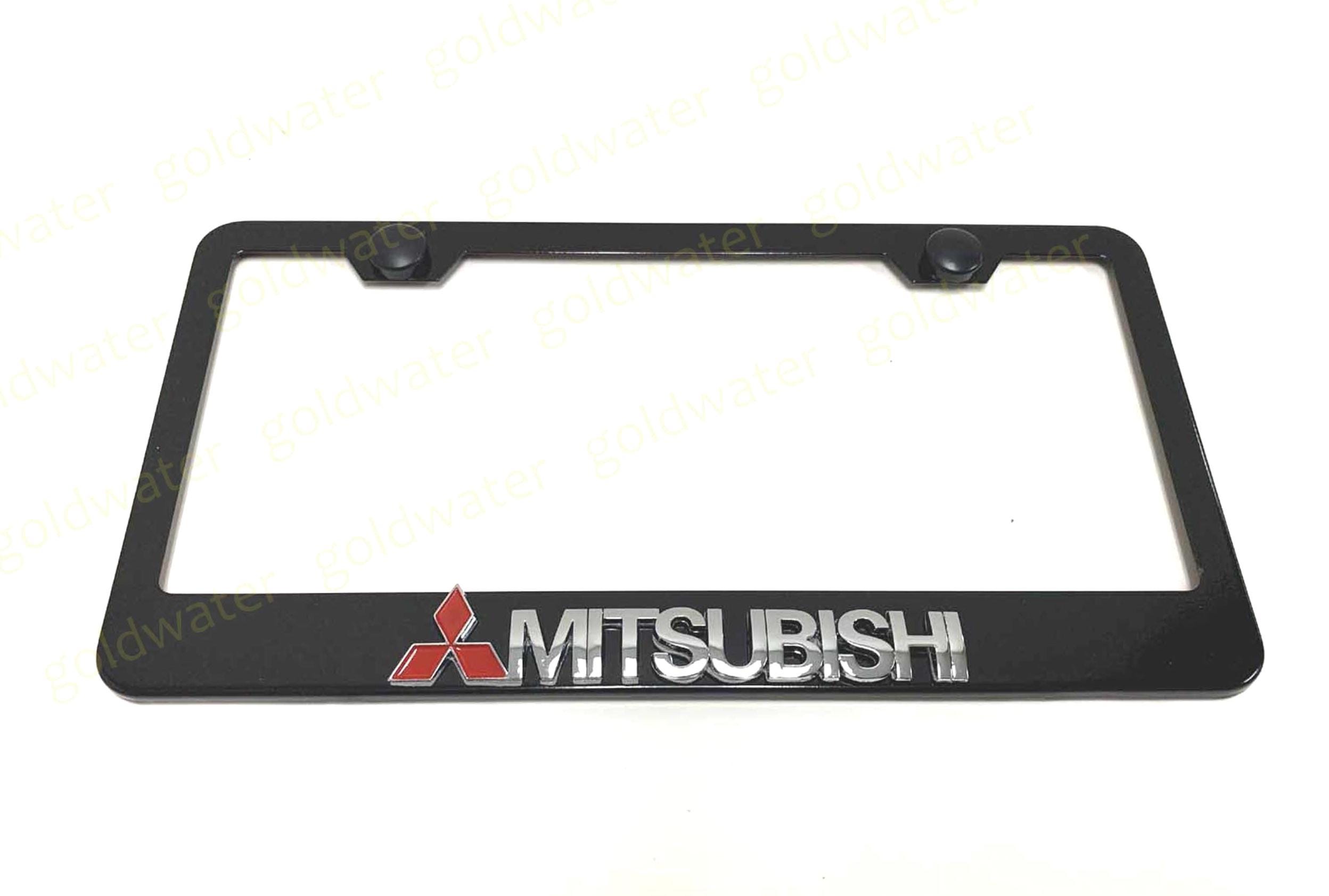 Black 3D Mitsubishi Emblem License Plate Frame - Stainless Steel