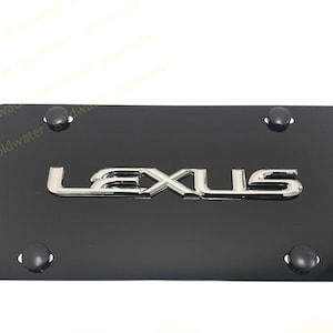 3D LEXUSEmblem Badge Black Aluminum Metal Vanity Front License Plate Tag (L)