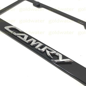 3D CAMRY Emblem Black Powder Coated Metal Steel License Plate Frame Holder (NEW)