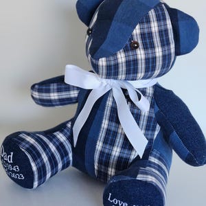 Memory Teddy Bear from Baby Clothes, Keepsake Bear Made from Loved Ones Clothing, Personalized Memorial Gift Plush