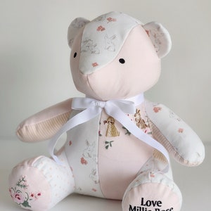 Melody Memory Bear, Keepsake Teddy, Stuffed Teddy Keepsake, Keepsake Bear with loved ones clothing, Baby Clothing Bear