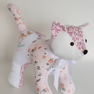 Cat Memory Bear, Keepsake Teddy, Stuffed Teddy Keepsake, Keepsake Bear with loved ones clothing, Keepsake Kitten