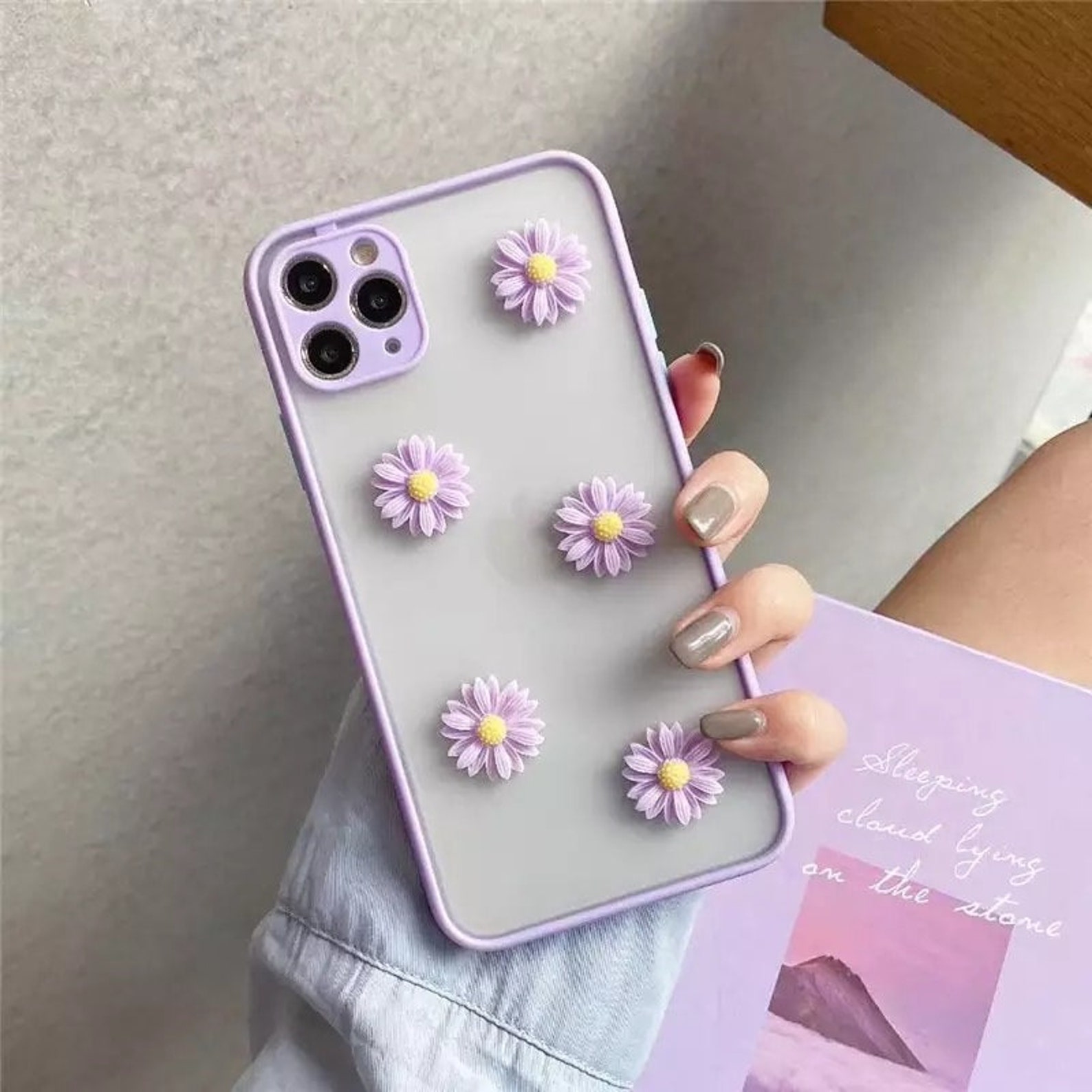 Lilac Phone Case Clear Iphone Case With Flowers 3D Flower Etsy