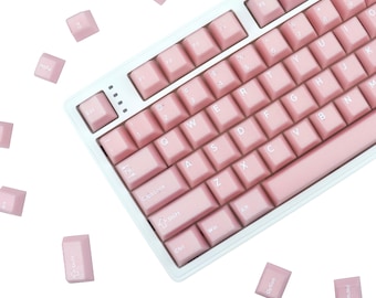 Cute Pink Glitter Keycaps | 120 Keys | RGB Mechanical Keyboard