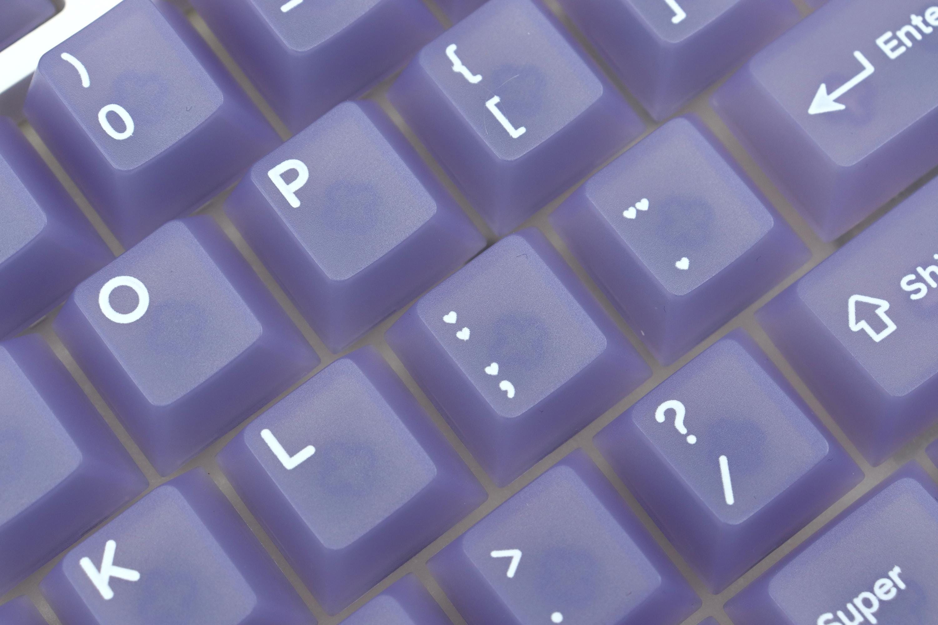 Matte Clear Rounded Keys Purple Matte Keycaps Set | 132 Keys | PC Material | Backlit Compatible ...