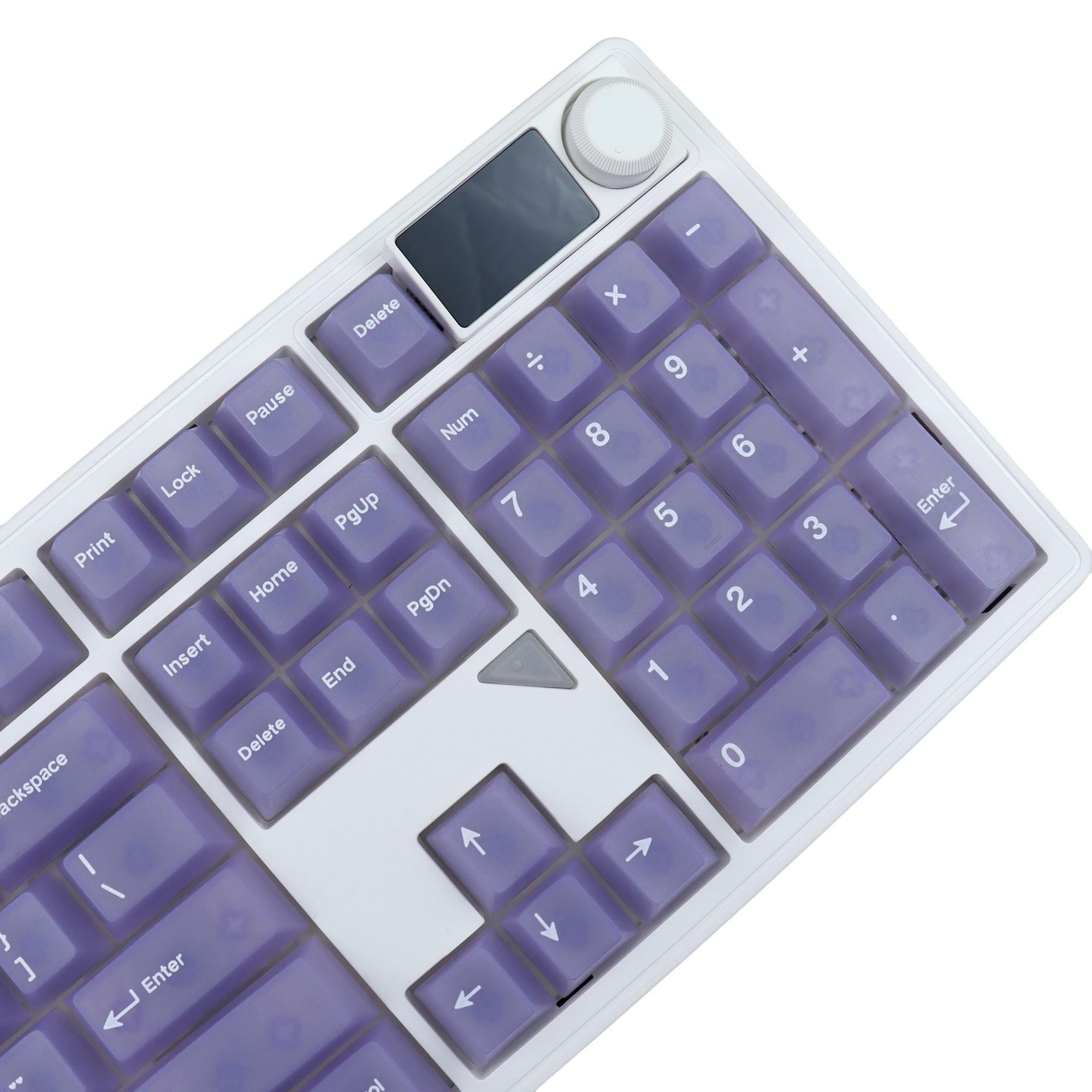 Matte Clear Rounded Keys Purple Matte Keycaps Set | 132 Keys | PC Material | Backlit Compatible ...