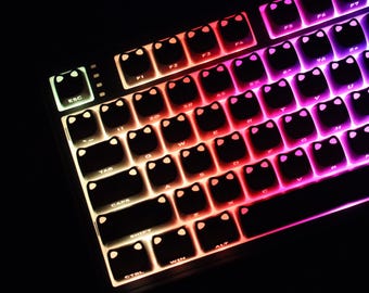 Kawaii Cat Ear Keycap Set - 113 Keys PBT Double-Shot Backlit Keycaps - Cute Animal Theme for Mechanical Keyboard - Gift for Cat Lovers