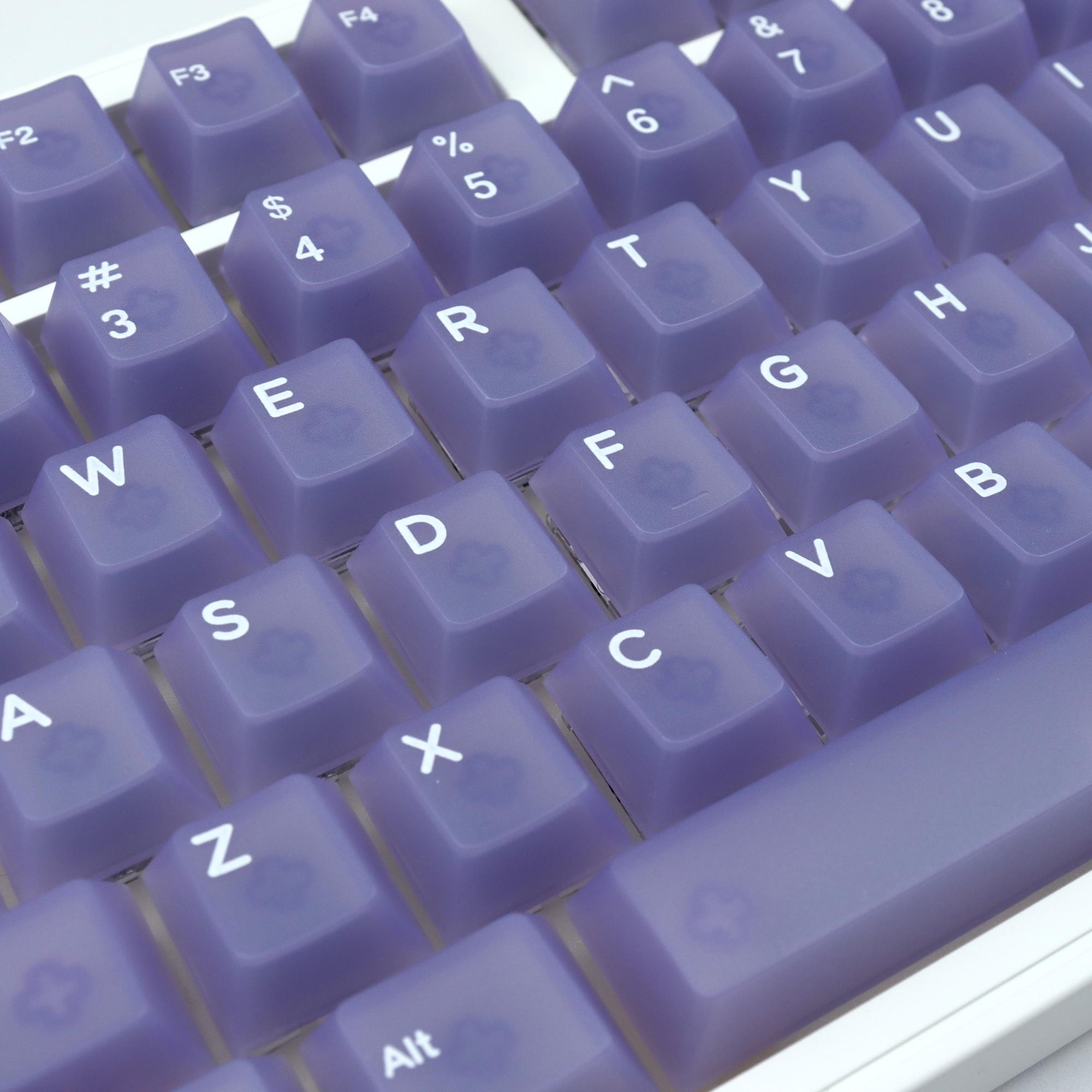 Matte Clear Rounded Keys Purple Matte Keycaps Set | 132 Keys | PC Material | Backlit Compatible ...