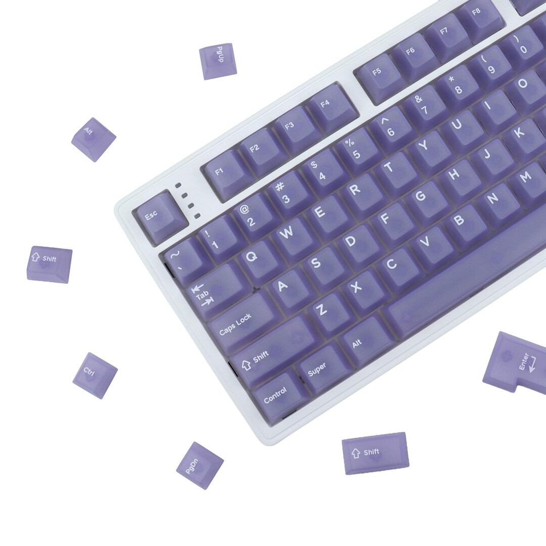 Matte Clear Rounded Keys Purple Matte Keycaps Set | 132 Keys | PC Material | Backlit Compatible ...