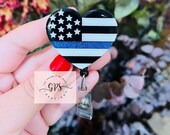 Thin Blue Line Heart Badge Reel, Police, Medical Badge Reel, Nurse Badge  Reel, Police Badge Reel, ID Holder, Law Enforcement