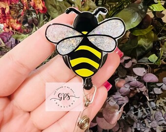 BumbleBee Badge Reel, Medical Badge Reel, Teacher Badge Reel, ID Holder, Bee Lover Gift, Nurse Badge Reel, Bee Decor, Retractable ID Holder