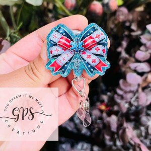 EMS Paramedic Bow Badge Reel, ID Holder, Medical Badge Reel, First Responder Badge, Star Of Life, EMT Gift, Ambulance Driver Gift, Fire Gift
