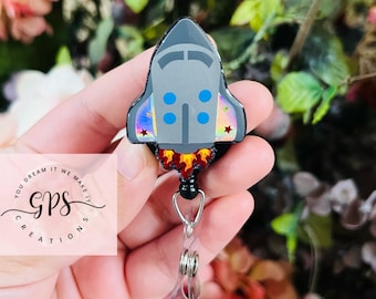 Space Shuttle Badge Reel, ID Holder, Medical Badge Reel, Teacher Badge Reel, Science Teacher Gift, Retractable ID, Nurse Badge Reel, Gift