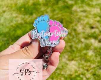 Postpartum Nurse Badge Reel, Postpartum Nurse, RN Badge Reel, ID Holder, Medical Badge Reel, Baby Badge Reel, Labor & Delivery Badge, Gift