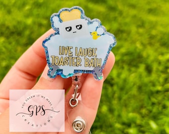 TOUNER Live Laugh Toaster Bath Badge Reel – Funny Retractable ID Holder For Nurses, Teachers