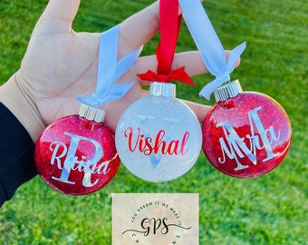 Personalized Christmas Ornaments, Name Ornaments, Christmas Gifts, Christmas Monogram Ornaments, Glitter Ornaments, Personalized Ornaments