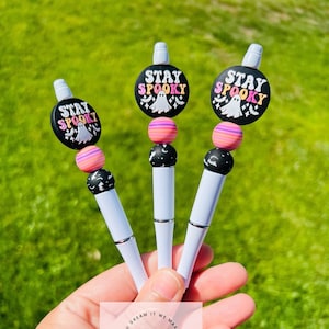 Stay Spooky Beaded Pen, Halloween Theme Pen, Cute Halloween Pen, Stay Spooky Ghost Halloween Pen, Halloween Stationery Pen, Halloween Gift