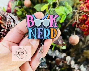 Book Nerd Badge Reel, Librarian Badge Reel, School Badge Reel, Book Lover Gift, Cute Badge Reel, Book Badge Reel, Nurse Badge, Retractable