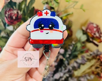 Ambulance Badge Reel, EMT Badge Reel, Paramedic Badge Reel, Emergency Vehicle Badge Reel, ID Holder, Medical Badge Reel, Badge Reel Gift