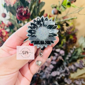 Corrections Office Badge Reel, Gray Line Sunflower Badge Reel, Corrections Badge, ID Holder, Medical Badge Reel, Nurse Badge Reel, Gift