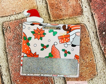 Christmas Horizontal Badge Buddy, Holiday Gnome Badge Buddy, Personalized Badge Buddy, Christmas Badge Buddy, ID Holder