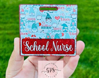 Healthcare Hero Gnome Badge Buddy, Essential Gnome Badge Buddy, ID Holder, Medical Badge Buddy, School Nurse, Busy Saving Lives, Vertical