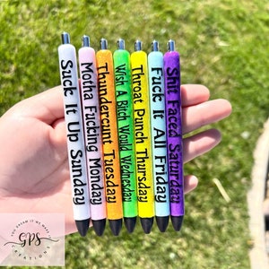 Rated R Pen Set, Seven Days Pens, Glitter Pens, Snarky Pens, Sassy Pens ...