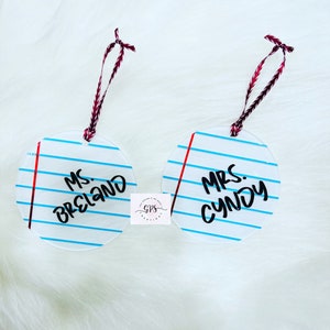 Personalized Teacher Ornament, Teacher Gift, Notebook Ornament, Christmas Gift, Teacher Christmas Gift, Teacher Appreciation