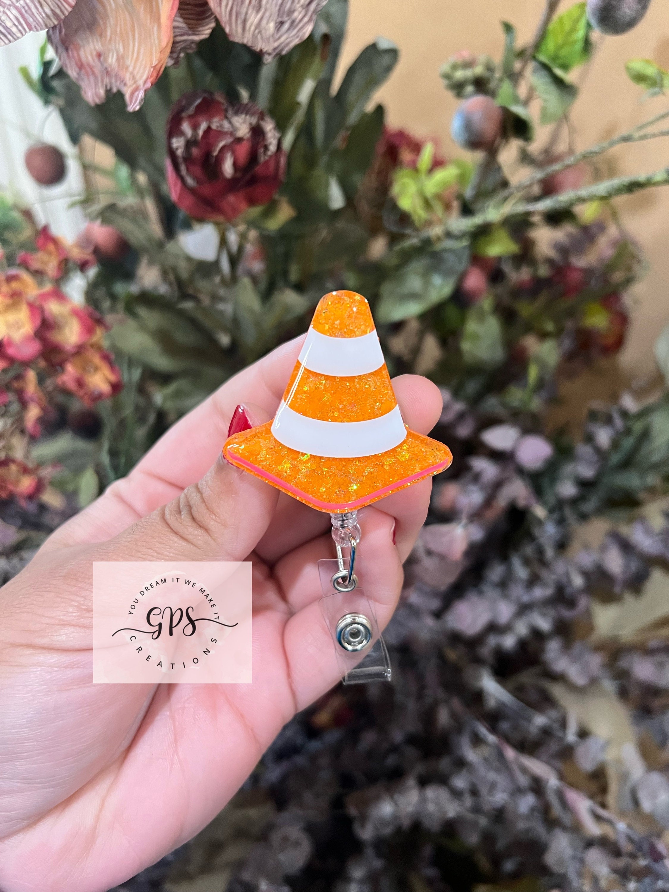 Traffic Cone Badge Reel, Construction Maintenance, ID Holder, Medical Badge Reel, Teacher Badge Reel, Cute Badge Reel, Construction Gift,