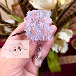Porta credencial de vaquera con café, porta credencial, porta credencial médico, porta credencial de profesor, porta credencial de regalo, estilo campestre, regalo con temática vaquera, estilo western