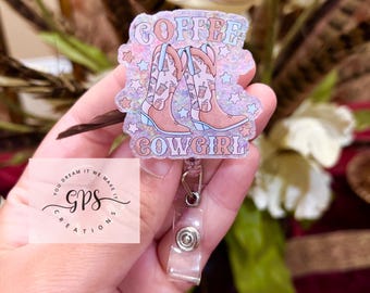 Bobine de badge café cow-girl, porte-carte d'identité, bobine de badge médical, bobine de badge d'enseignant, cadeau bobine de badge, style campagnard, cadeau thème cow-girl, western