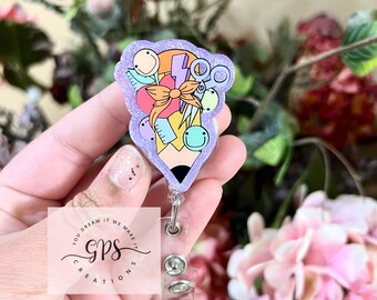 Retro Pencil Badge Reel, Teacher Badge Reel, ID Holder, Pencil Badge Reel, Teacher Appreciation Week Gift, Teacher Life, Gift For Teacher