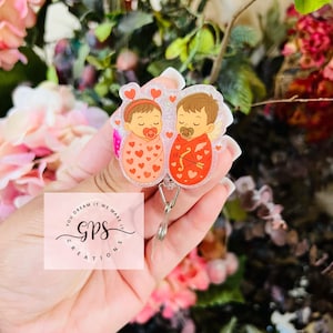 Valentines Babies Badge Reel, ID Holder, Medical Badge Reel, Labor Delivery Nurse, NICU Nurse, Mother Baby Unit, Holiday Theme Badge, OBGYN