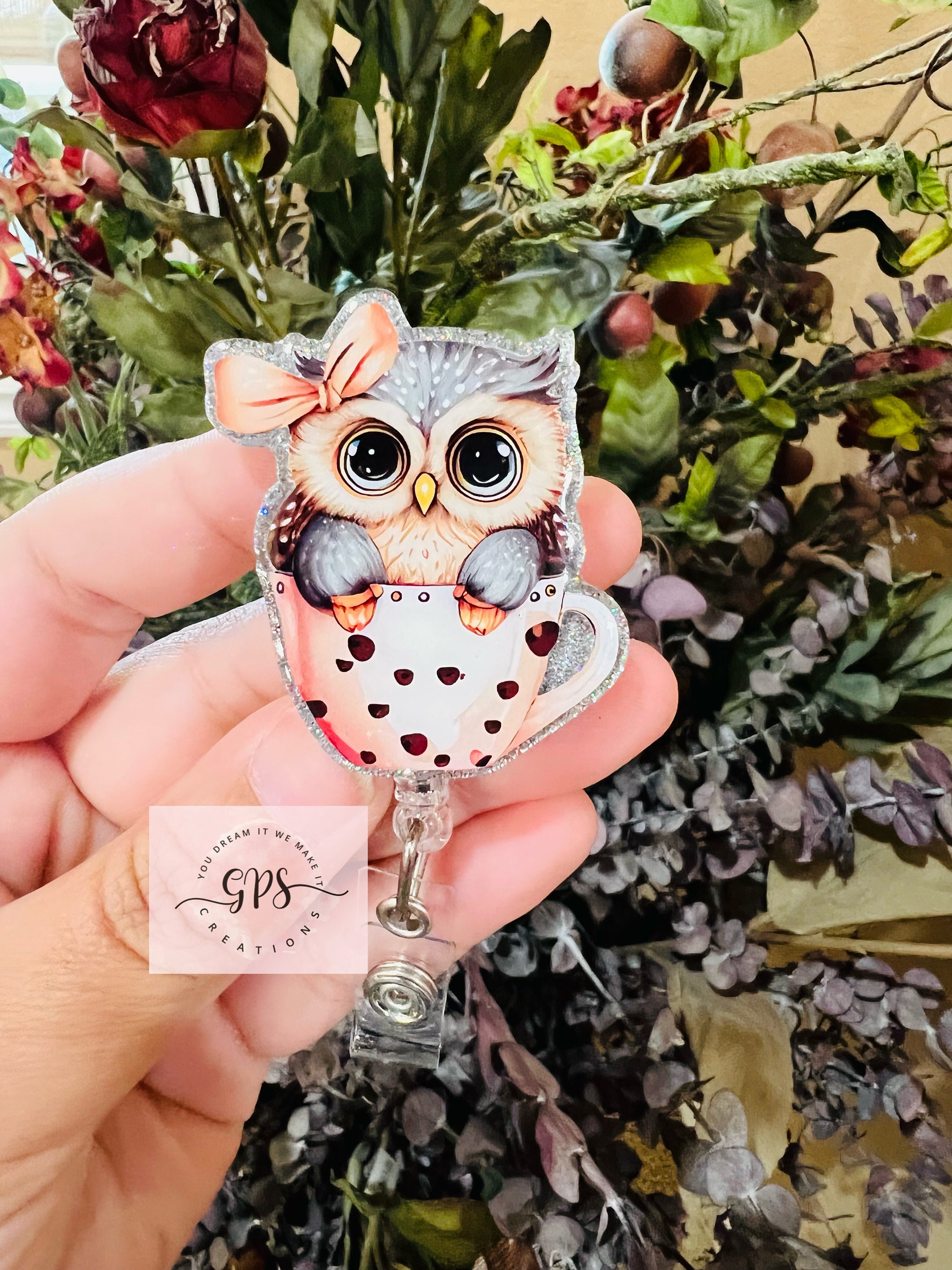 Cute Owl Badge Reel, Cute Animal Badge Reel, ID Holder, Medical Badge Reel, Teacher Badge Reel, Owl Lover Gift, Baby Owl Badge Reel, Gift
