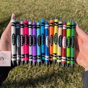 Crayon Glitter Pens, InkJoy Glitter Pens, Refillable Gel Pen, Personalized Pens, Teacher Gifts, Teacher Appreciation Gift, School Gift