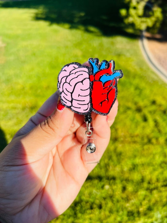 Anatomical Heart & Brain Badge Reel, Medical Badge Reel, Cardiologist,  Neurologist, ID Holder, Heart and Brain Badge Reel