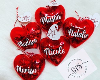 Personalized Fillable Heart, Personalized Valentine Favor, Classroom Valentine, Custom Kid Valentine, Valentines Day Gift, Heart Favor Class