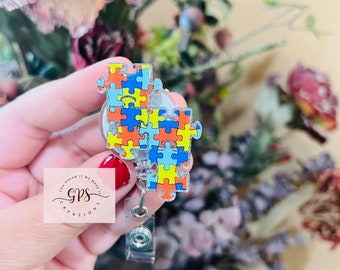 Puzzle Piece Badge Reel, Autism Awareness Badge Reel, ID Holder, Autism Badge Reel, Neurodiversity Badge Reel, Teacher Badge Reel, Gift