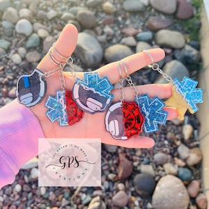 First Responder Keychain, Fire Dispatcher, Police Dispatcher, EMS Dispatcher, Fire Paramedic, Star of Life, Sheriff Paramedic, LEO Family