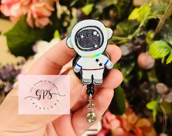 Astronaut Badge Reel, ID Holder, Medical Badge Reel, Teacher Badge Reel, Science Teacher, Space Theme Gift, Nurse Badge Reel, Scientist Reel