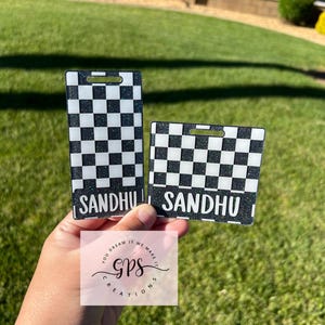 Checkered Retro Black and White Badge Buddy, ID Holder, Medical Badge Buddy, Teacher Badge Buddy, Student Nurse, RN, Radiology, Badge Gift