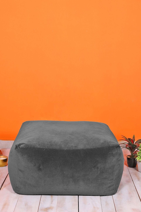 Square cheap velvet pouf
