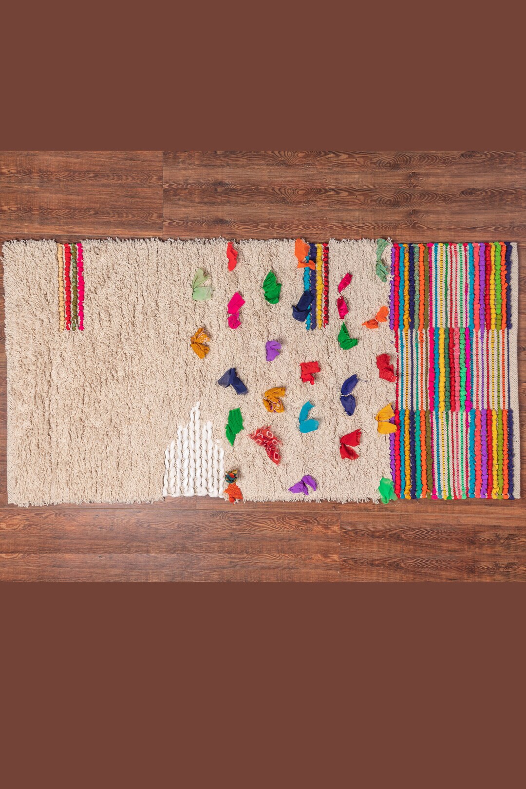 Shaggy Rag Rug With Recycled Cotton Colourful Rag Rug, Handmade