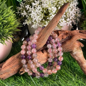 8mm Purple Rutilated Super Seven Bracelet