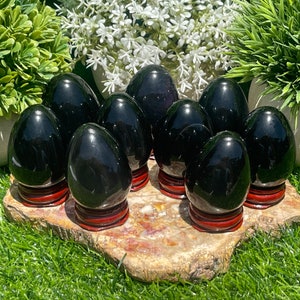 Rainbow Obsidian Egg with stand